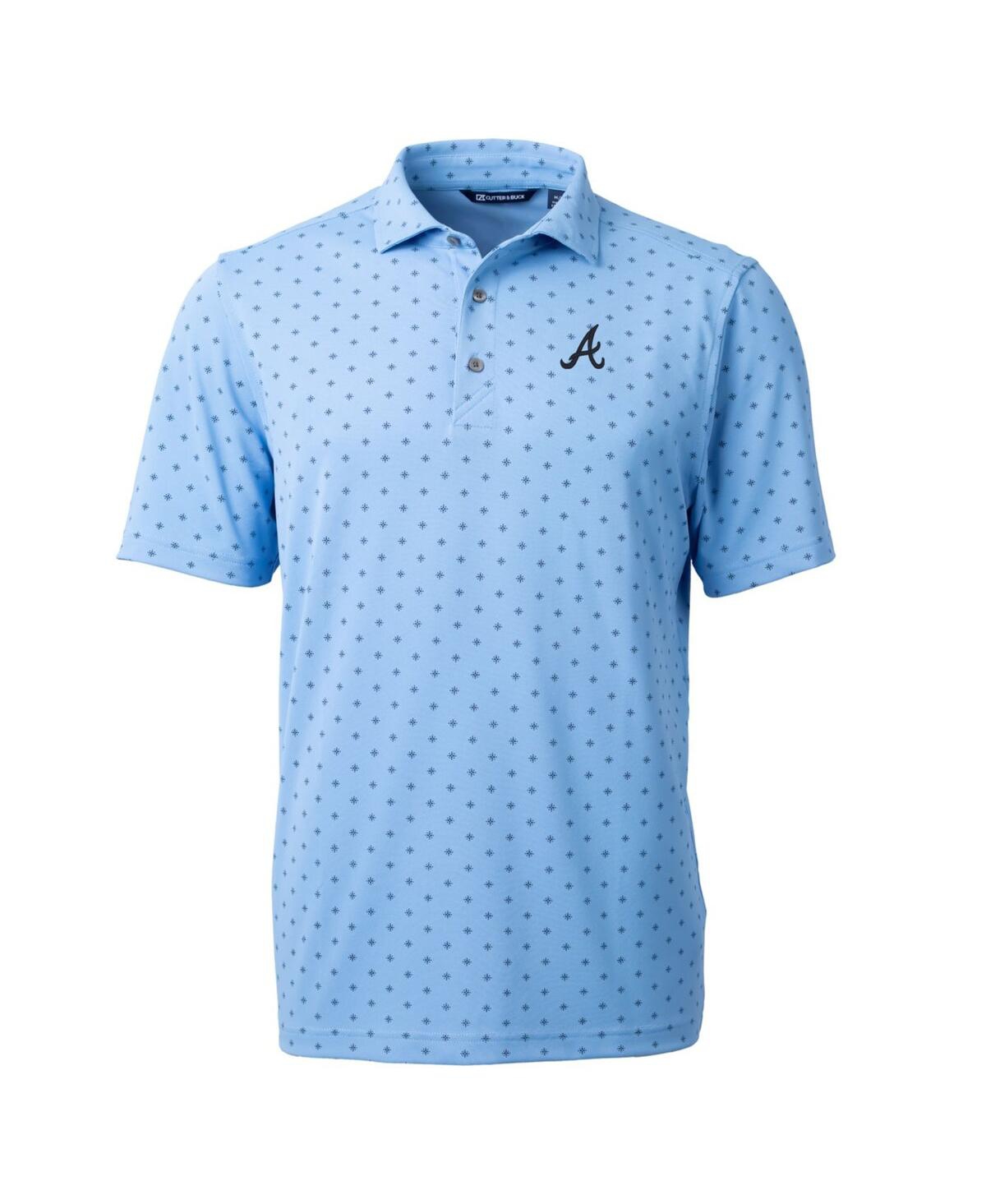 Cutter & Buck Men's Light Blue Atlanta Braves Virtue Pique Tile Print Polo In Light Blue