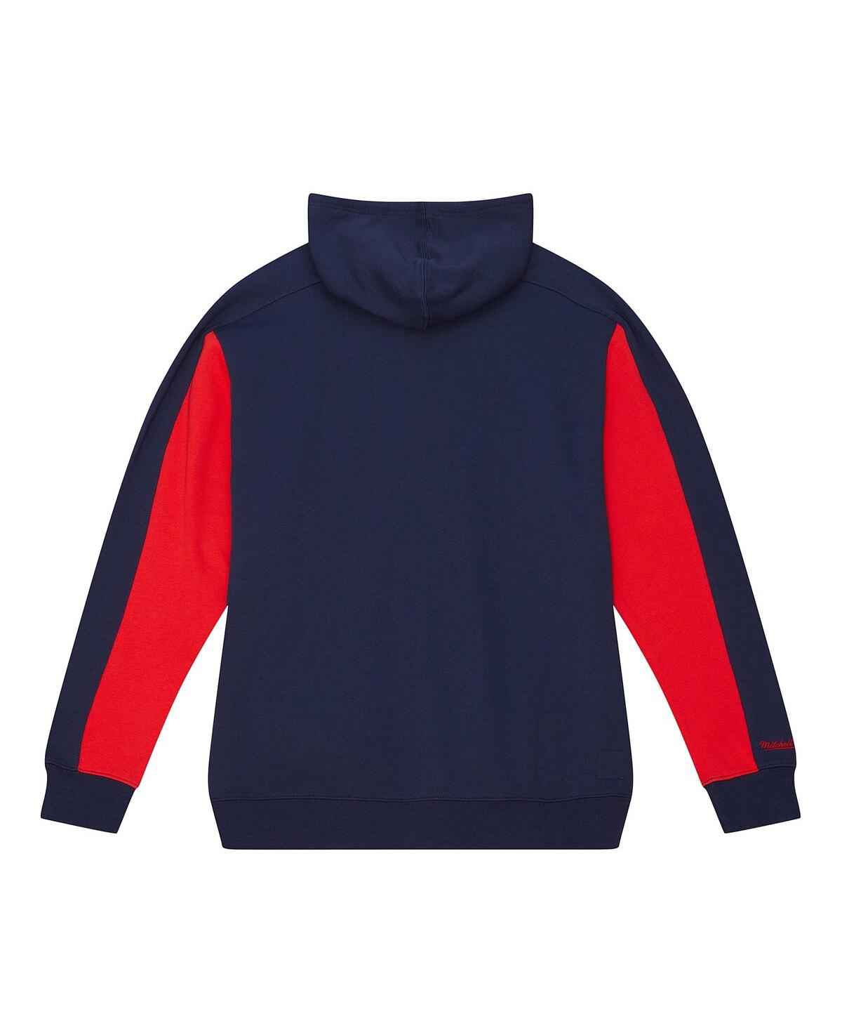 Mitchell & Ness Men's Navy Houston Rockets Color Block 2.0 Fleece Pullover Hoodie In Navy