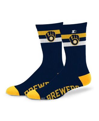 Starter - Men's and Women's Milwaukee Brewers Team Color Two-Stripe Crew Socks