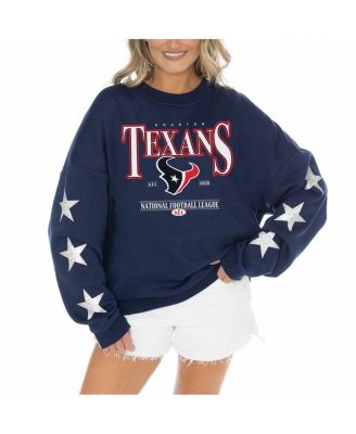 Gameday Couture - Women's  Navy Houston Texans Rhinestone Star Sleeve Settle the Score Tri-Blend Pullover
