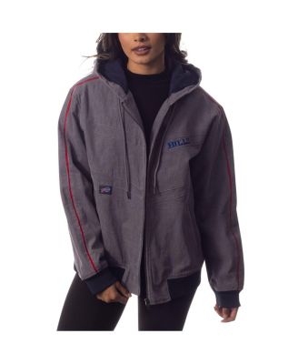 Men's and Women's Gray Buffalo Bills Corduroy Full-Zip Bomber Hoodie Jacket