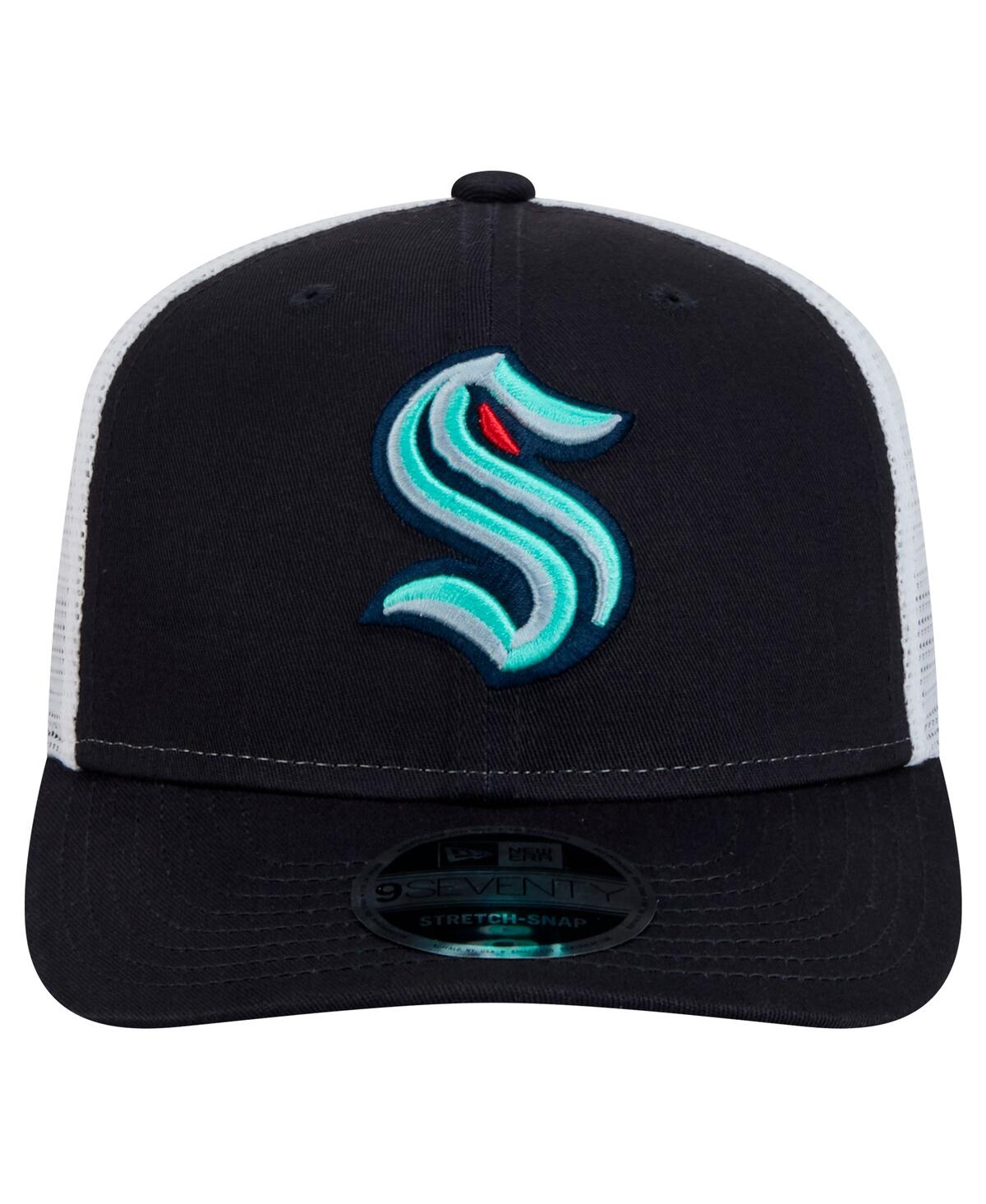 NEW ERA MEN'S NAVY/WHITE SEATTLE KRAKEN CORE TRUCKER 9SEVENTY STRETCH-SNAP HAT 