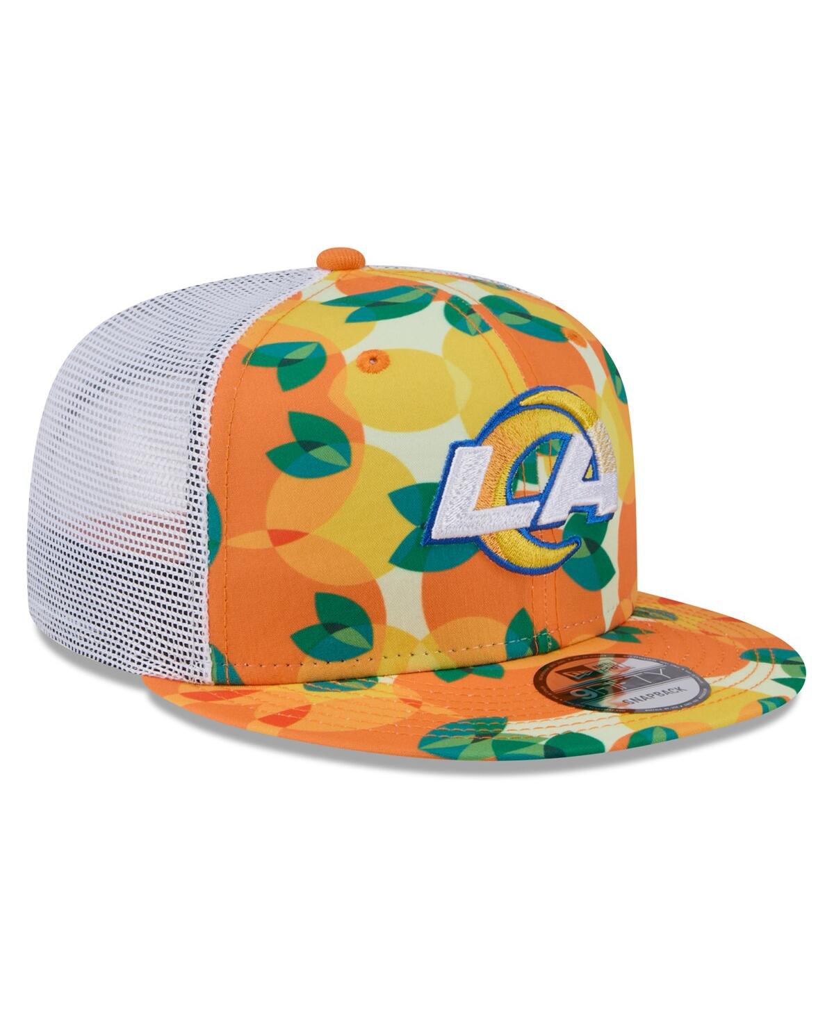 NEW ERA MEN'S ORANGE LOS ANGELES RAMS CITRUS 9FIFTY TRUCKER SNAPBACK HAT 