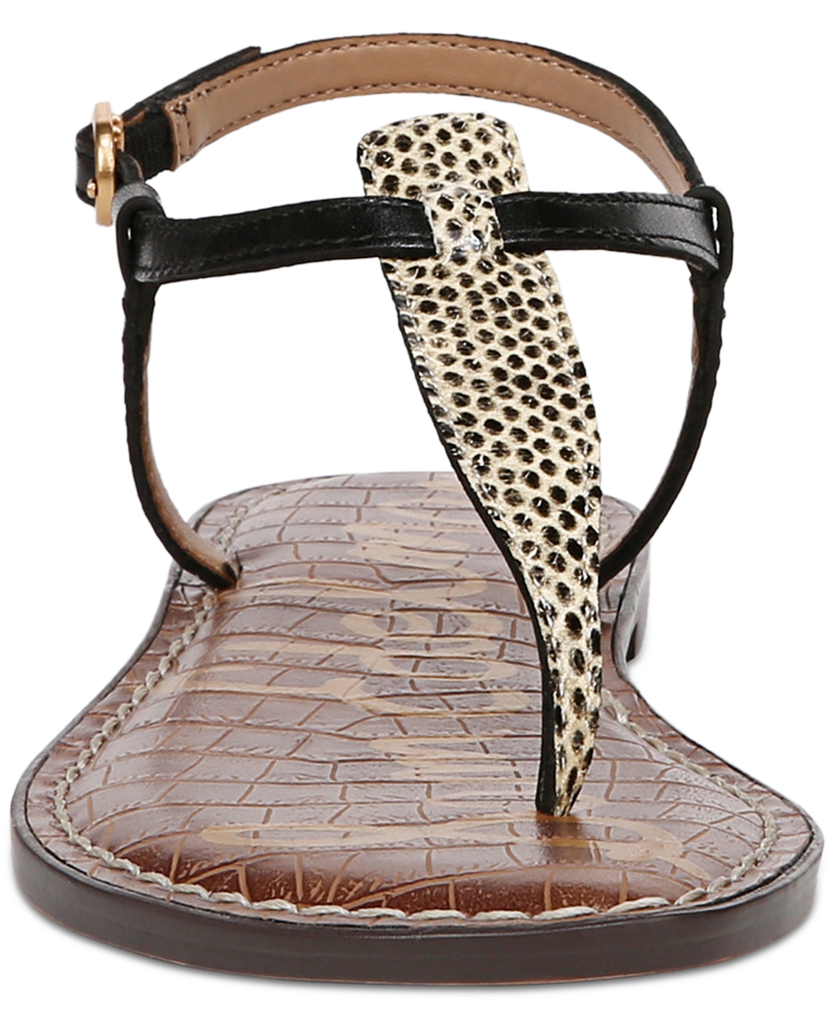 Sam Edelman Women's Gigi T-strap Flat Sandals In Wheat Multi Leather