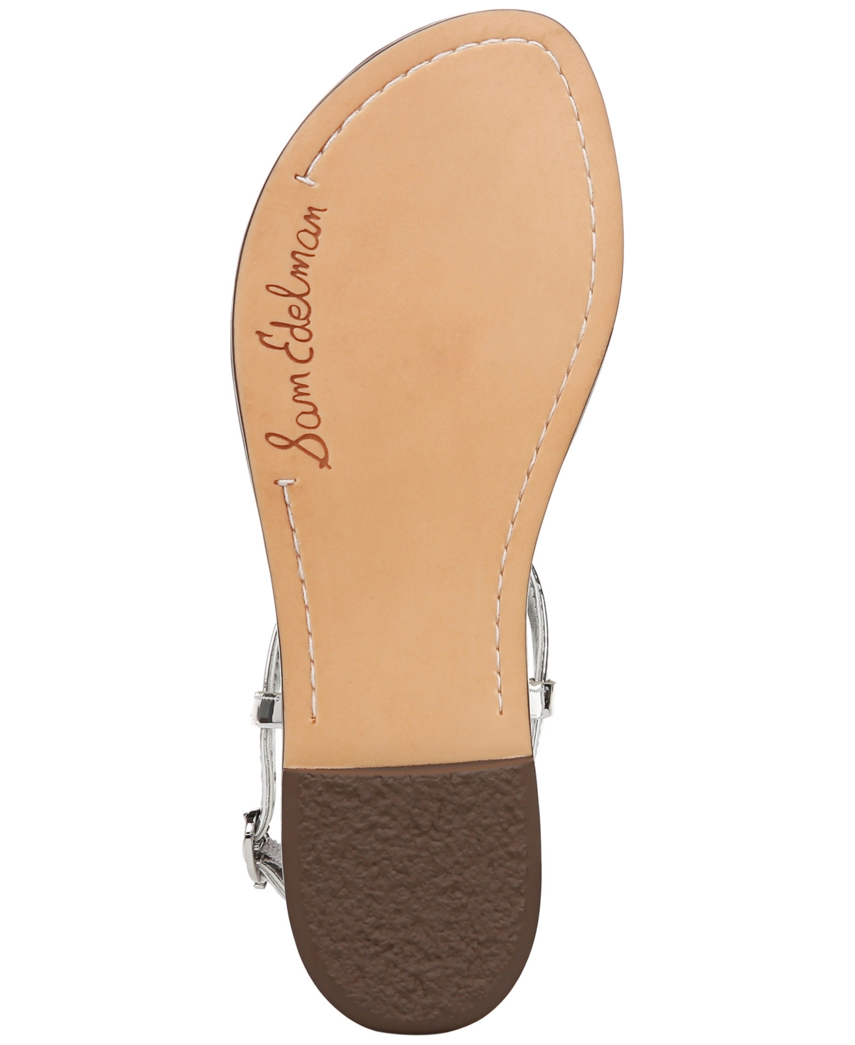 Sam Edelman Women's Gigi T-strap Flat Sandals In Soft Silver Faux Leather