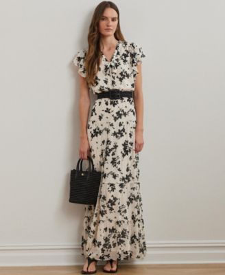 Lauren Ralph Lauren - Women's Floral Georgette Tie-Neck Maxidress