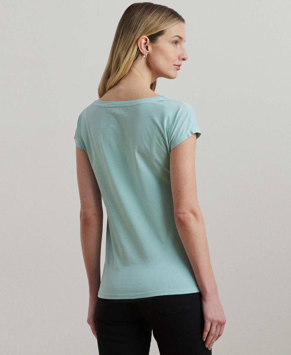 RALPH LAUREN WOMEN'S BEADED-LOGO COTTON JERSEY TEE 