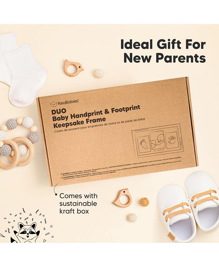 Duo Baby Hand and Footprint Kit, Baby Handprint Kit, Newborn Photo Frame, Baby Keepsake for New Mom - White