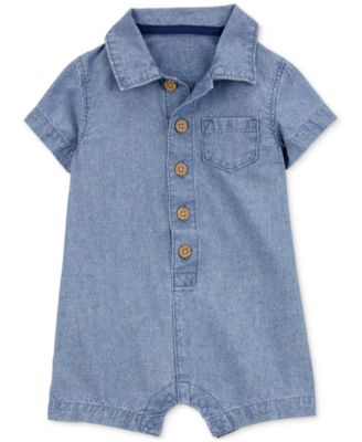 Carter's - Baby Boys Cotton Chambray Polo Romper
