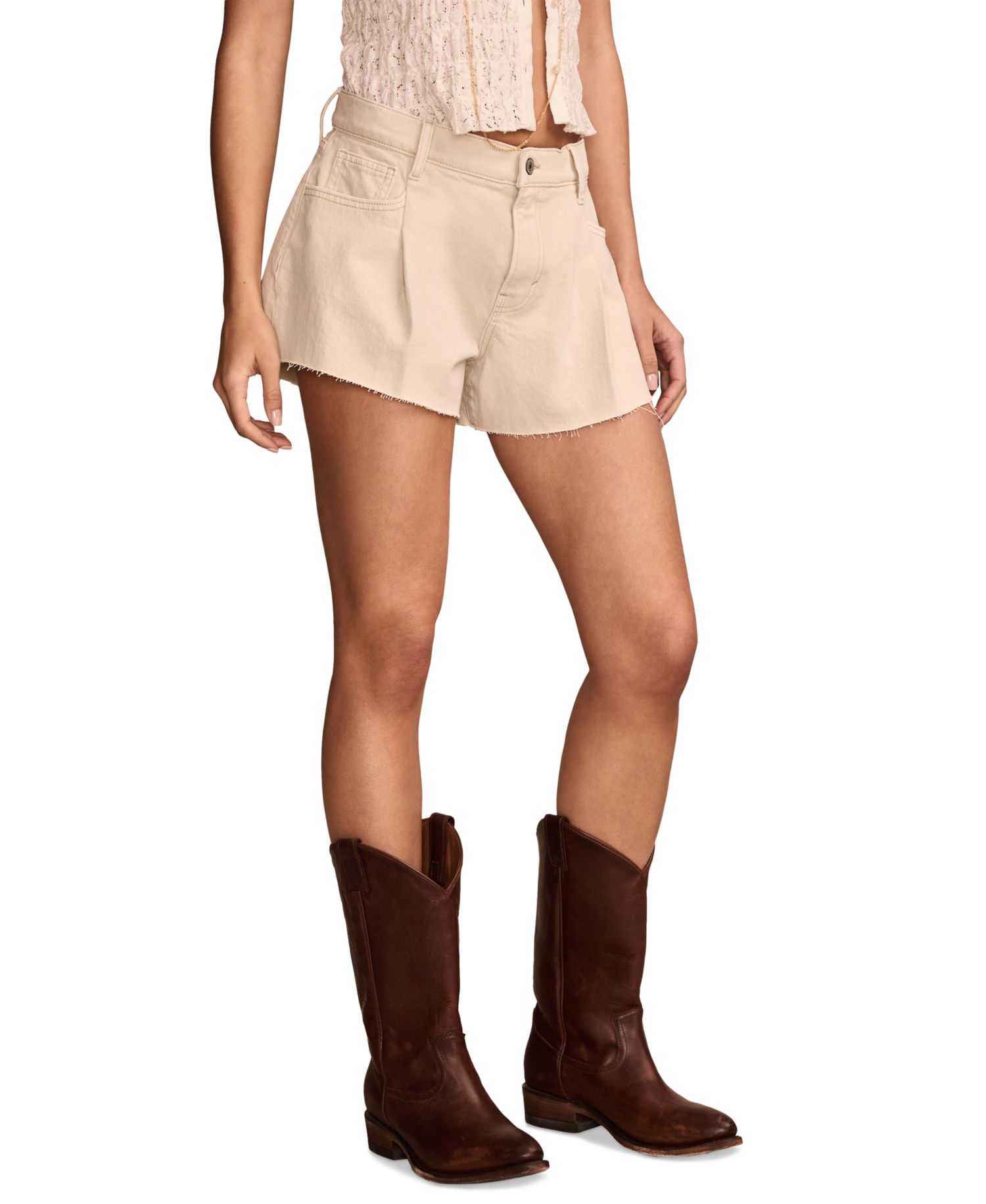 Women's Cotton Raw-Hem Slouchy Shorts