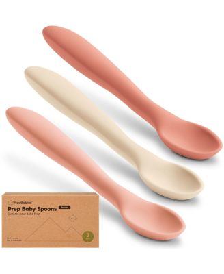 3-Pack Prep Baby Spoons, Silicone Baby Utensils for Self Feeding 6-24 Months, All Stages Baby Feeding Set, BLW Toddler Spoons