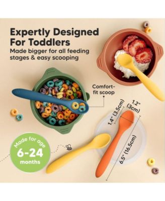 3-Pack Prep Baby Spoons, Silicone Baby Utensils for Self Feeding 6-24 Months, All Stages Baby Feeding Set, BLW Toddler Spoons