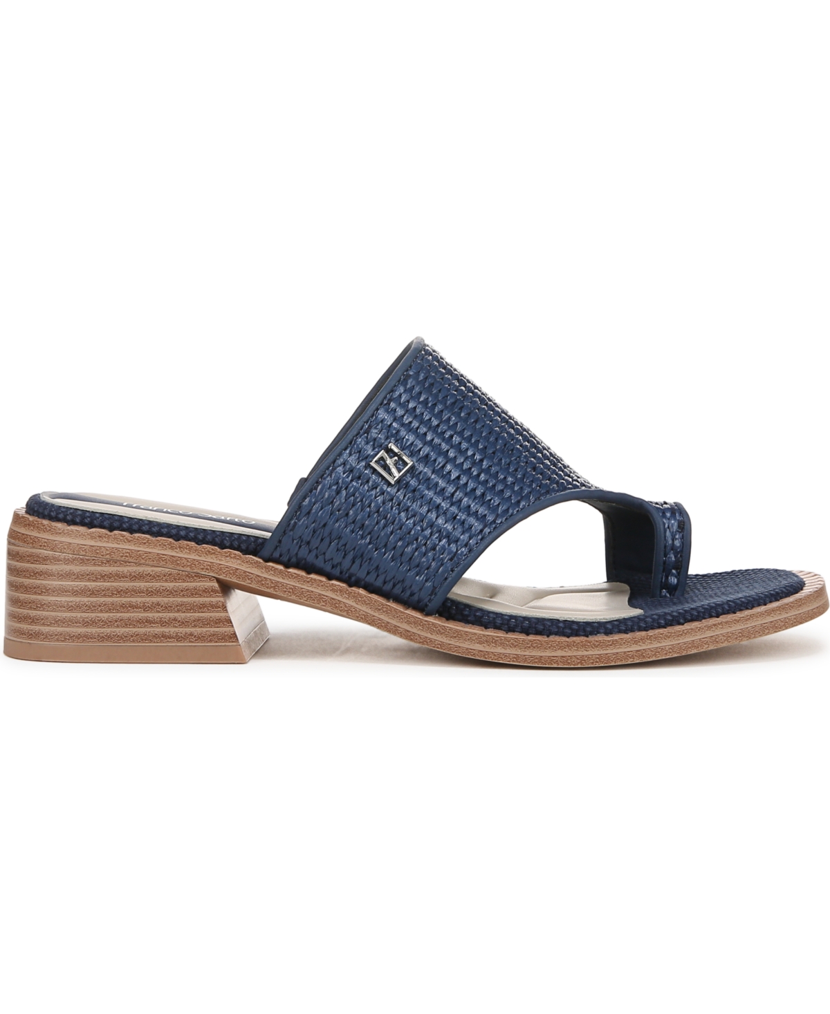 Franco Sarto Women's Sia Toe Loop Block Heel Slide Dress Sandals In Navy Blue Raffia