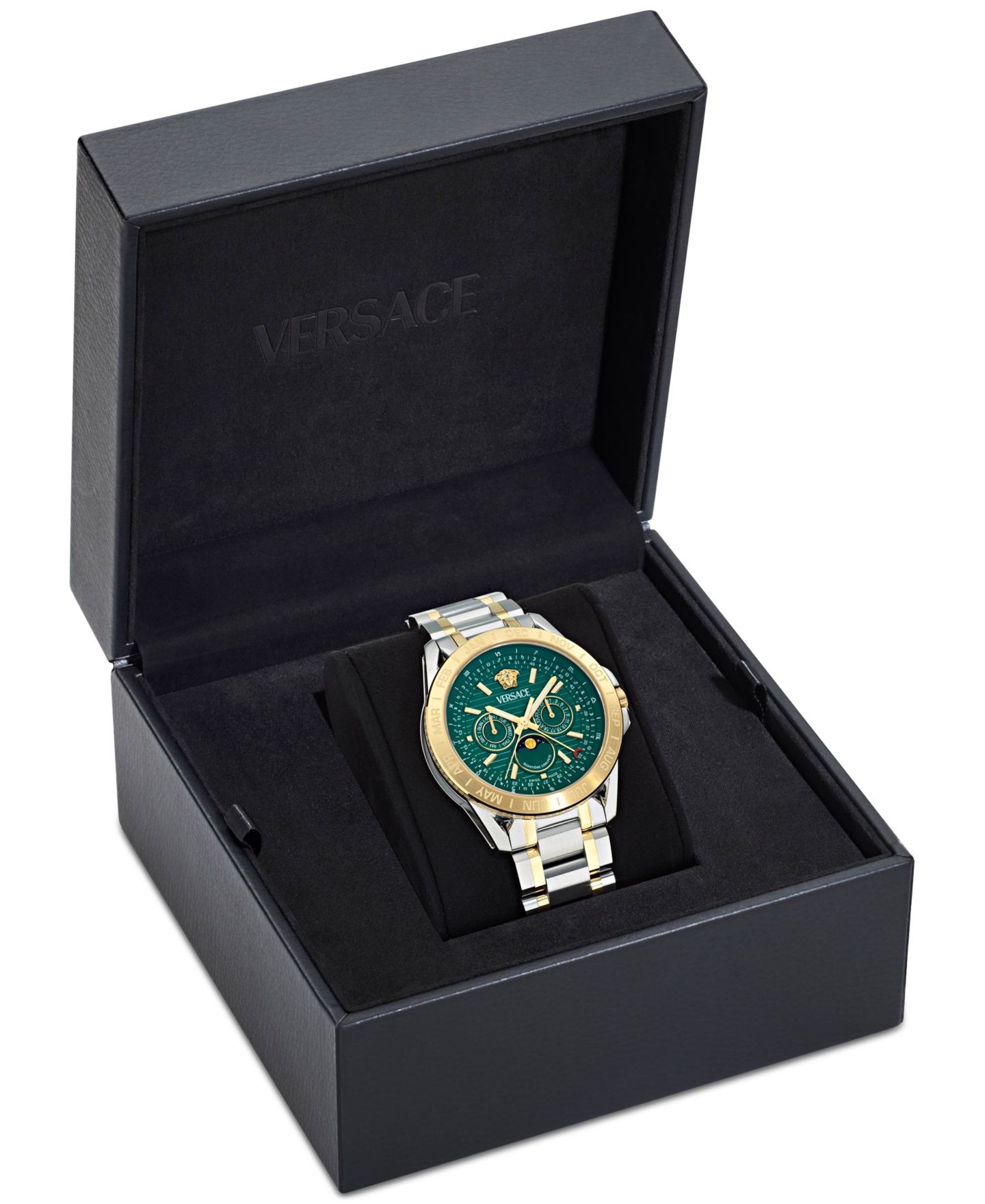 Мужские часы Versace Swiss V-Galaxy Moonphase Two-Tone Stainless Steel Bracelet Watch 43mm — фото 4