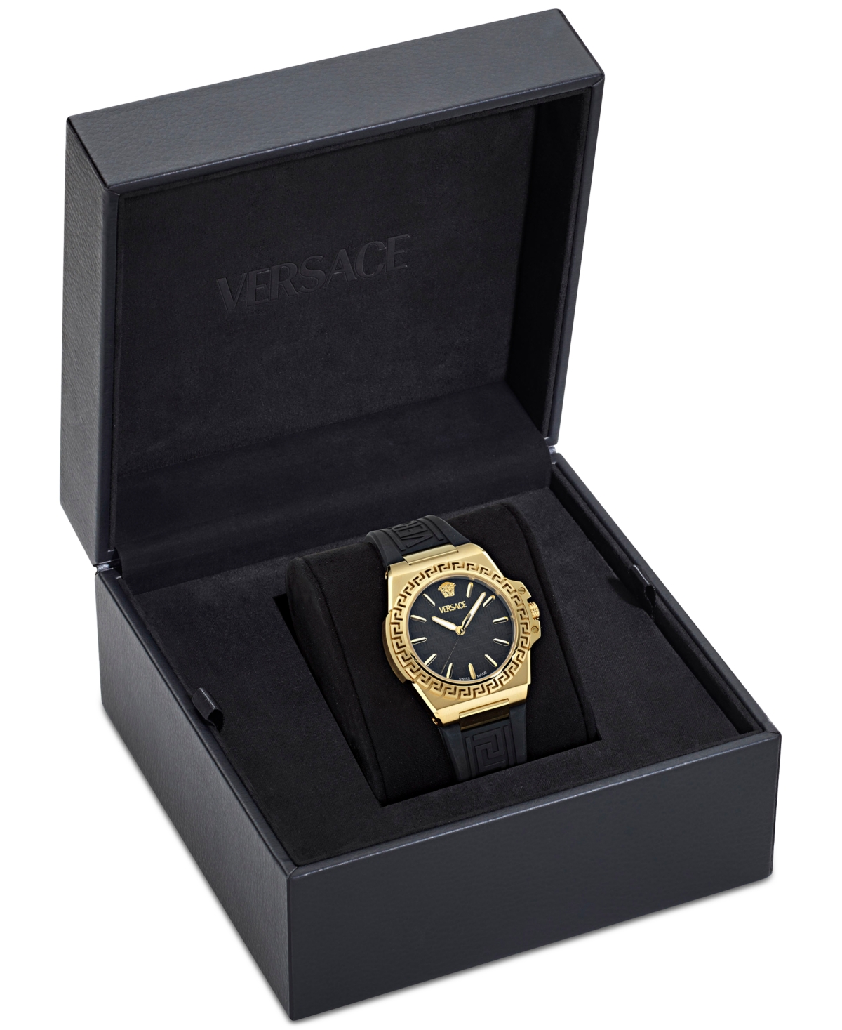 Versace Greca Reaction Silicone Watch In Gold