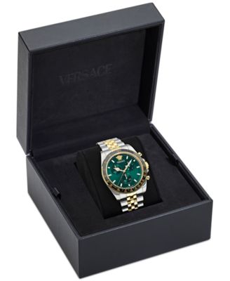 Men's Swiss Chronograph Greca Chrono Wave Two-Tone Stainless Steel Bracelet Watch 43mm