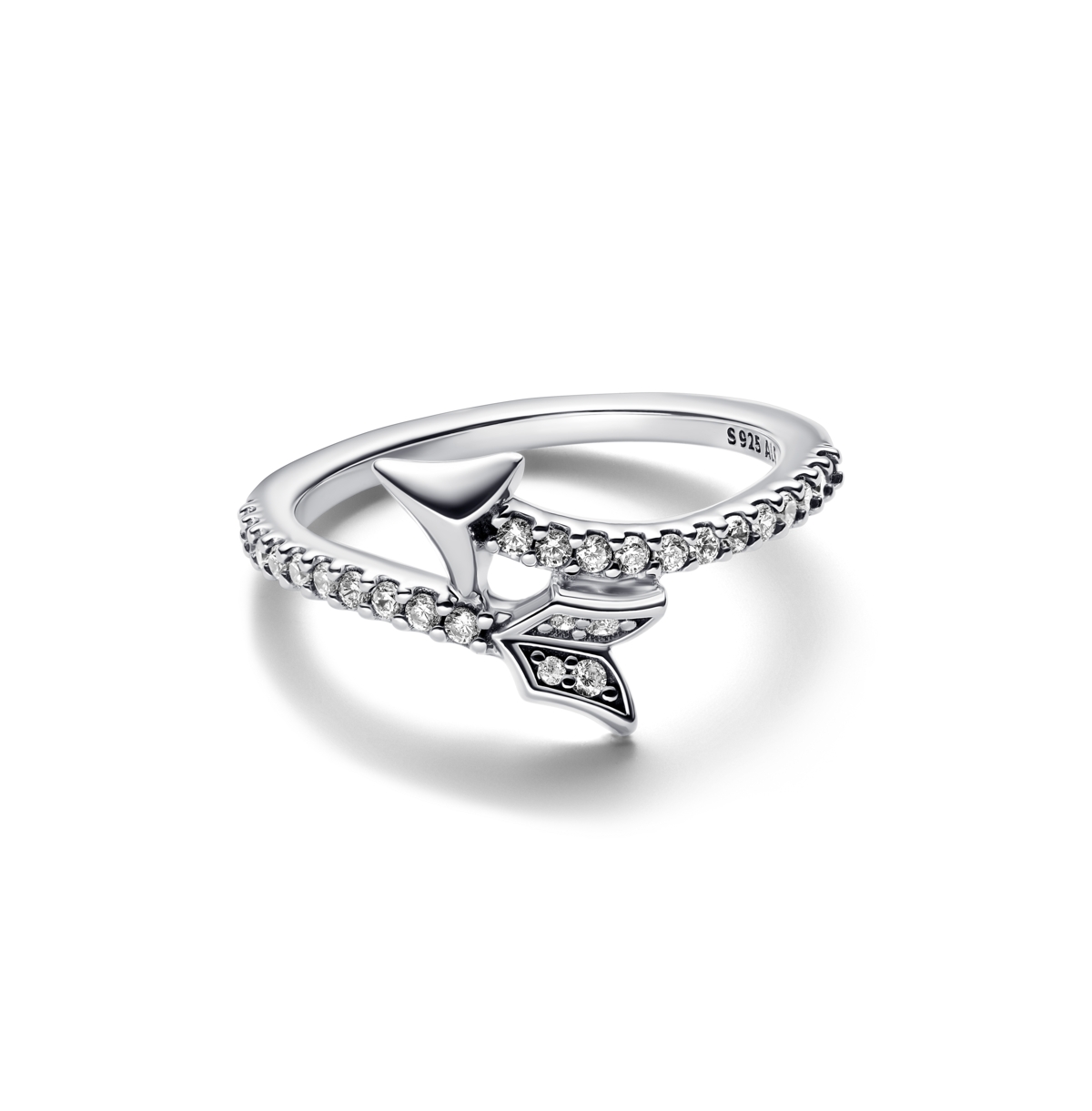 Pandora Sterling Silver Sparkling Cupid Arrow Ring In Sterling Silver