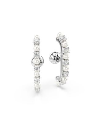 Matrix White Rhodium Plated Round Cut Ear Cuff Sets 
