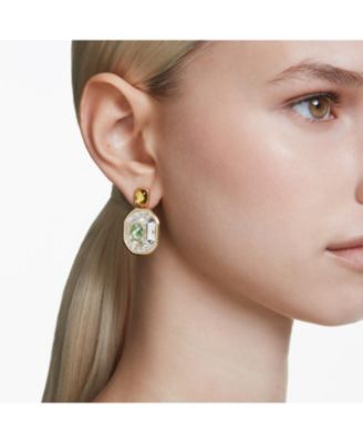 Chroma Gold-Tone Plated Octagon Cut Drop Earrings