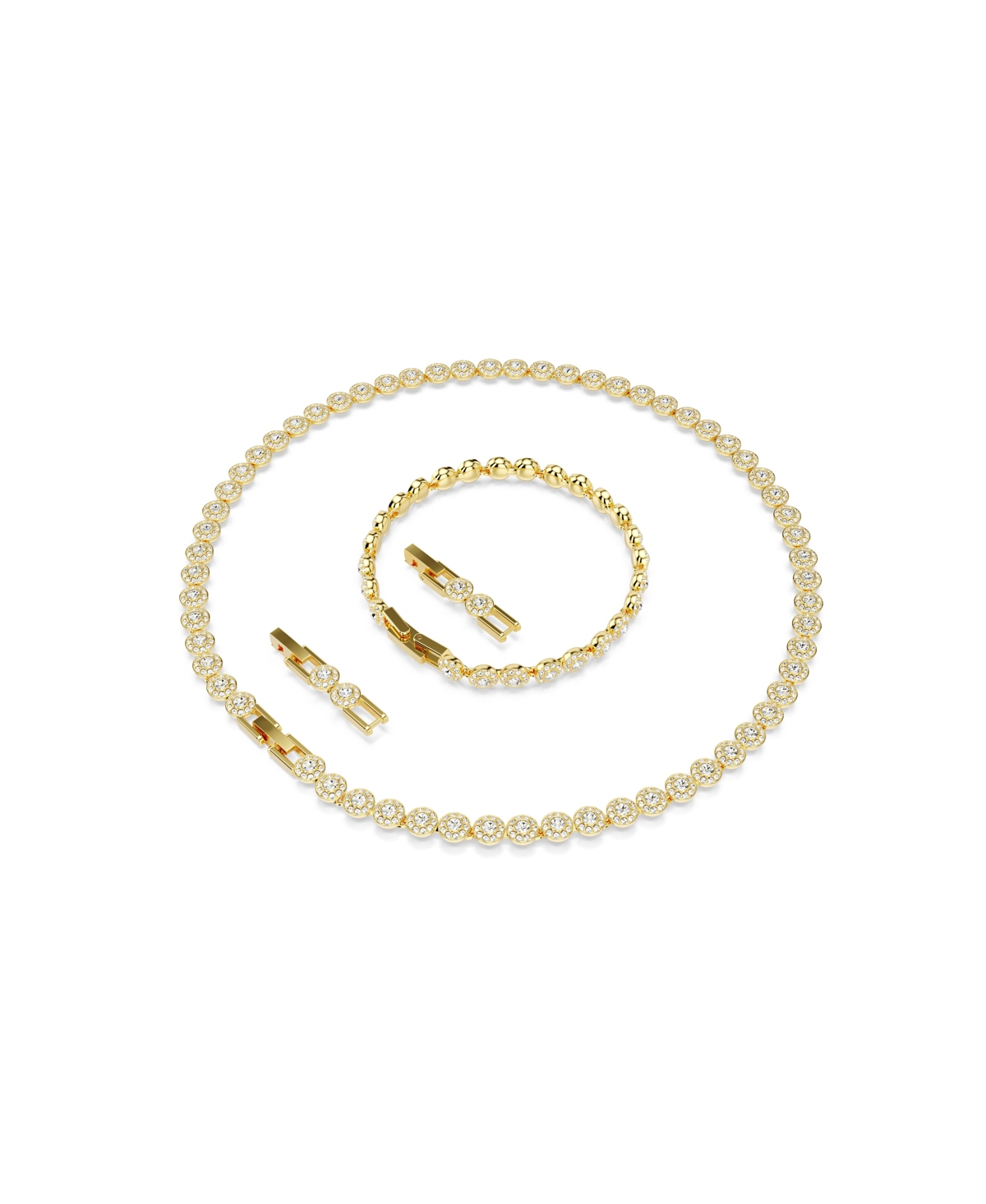 Shop Swarovski Una Angelic Gold-tone Plated Round Cut Necklace And Bracelet Set