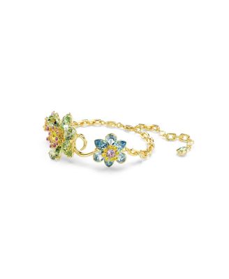 Idyllia Mixed Cuts Flower Multicolored Gold-Tone Plated Bracelet