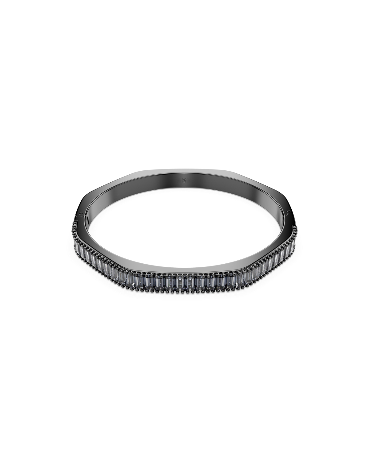 Matrix Baguette Cut Blue Ruthenium Plated Bangle Bracelet - Blue