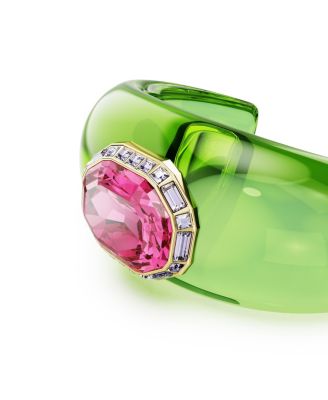 Dulcis Octagon Cut Pav&eacute; Gold-Tone Plated Cuff Bracelet Set