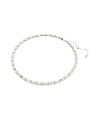 Matrix Round Cut White Rhodium Plated Tennis Necklace