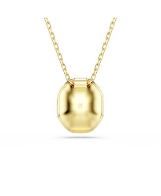 Chroma Octagon Cut Green Gold-Tone Plated Pendant Necklace