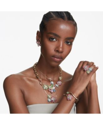 Idyllia Mixed Cuts Flower Gold-Tone Plated Pendant Necklace