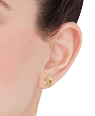 Polished Triple Swirl Love Knot Stud Earrings in 14k Gold