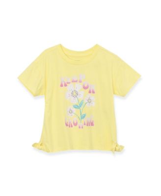 Girls Short Sleeve Side Tie Graphic Tee