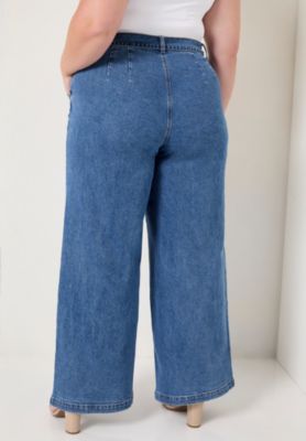 Women's June + Vie Curvie Fit High-Waisted Wide-Leg Utility Jean
