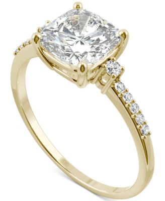 Charles & Colvard - Moissanite Cushion Accented Engagement Ring (1-3/4 ct. t.w.) in 14k Yellow Gold