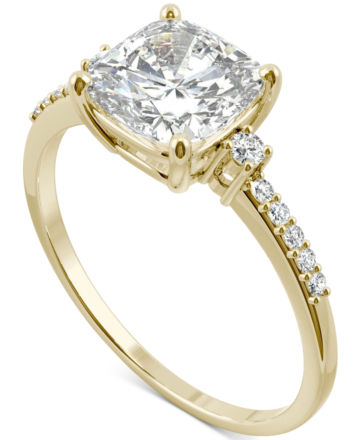 Charles & Colvard Moissanite Cushion Accented Engagement Ring (1-3/4 ct. t.w.) in 14k Yellow Gold