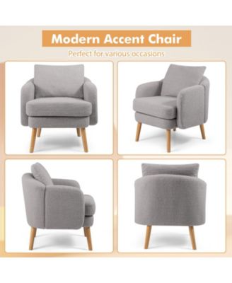 Sherpa Accent Chair Modern Living Room Chair with Seat Cushion