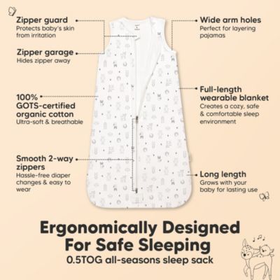 2-Pack Snooze Baby Sleep Sacks, Cotton Wearable Blanket, Soft Toddler Sleeping Bag, Smooth Zipper