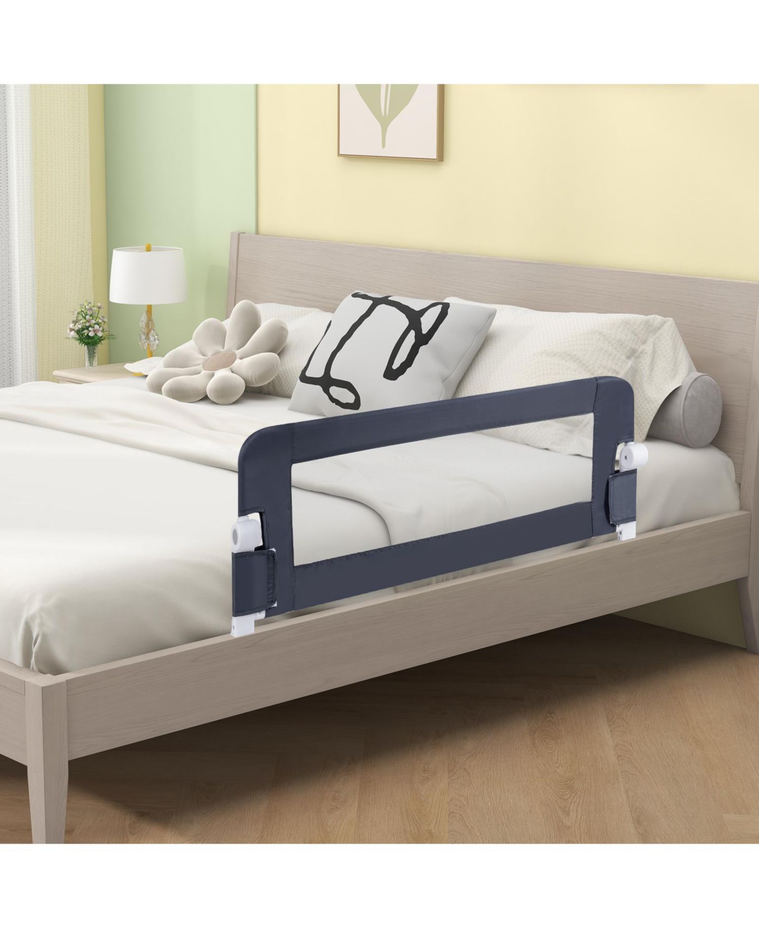 Foldable Baby Bed Rail with Swing Down Feature Toddler Bed Guard Safety Barrier