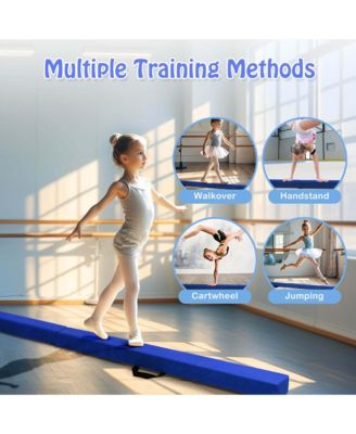 8 FT Folding Gymnastic Beam with Anti-slip Base Pine Wood Frame Carrying Handle