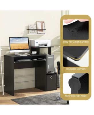 Home Office Computer Desk Space-saving Study Writing Desk with Keyboard Tray