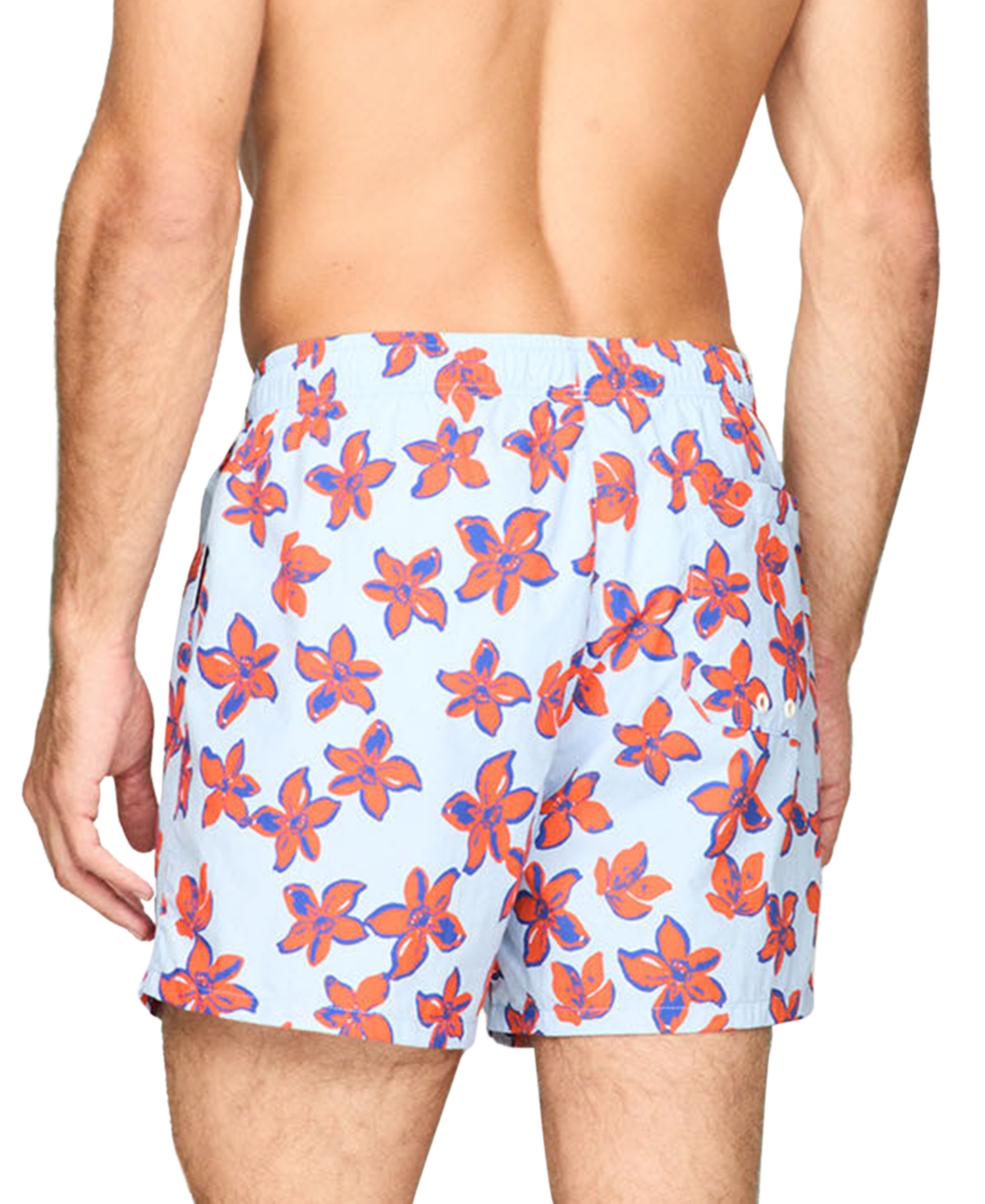 Tommy Hilfiger Men's Print Drawstring 5" Swim Trunks In Bold Floral Sweet Blue