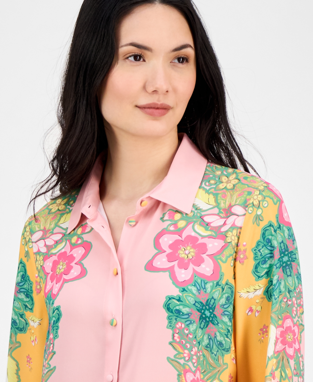 T Tahari Floral Blouse In Eternity Garden Print