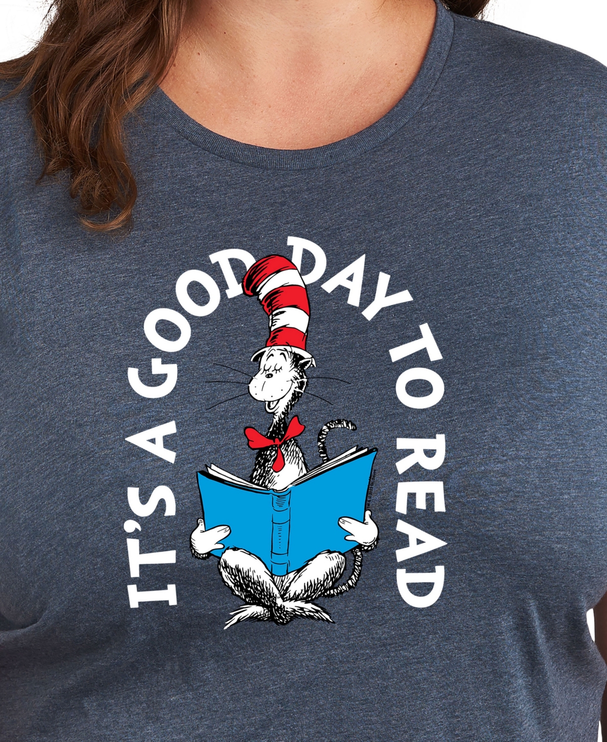 Shop Hybrid Apparel Trendy Plus Size Dr. Seuss Good Day To Read Graphic Crewneck T-shirt In Blue