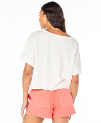 Juniors' Cotton Palm Stripe Crewneck Tee