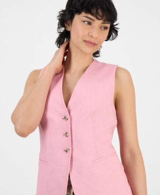 Women's V-Neck Sleeveless Button-Front Vest