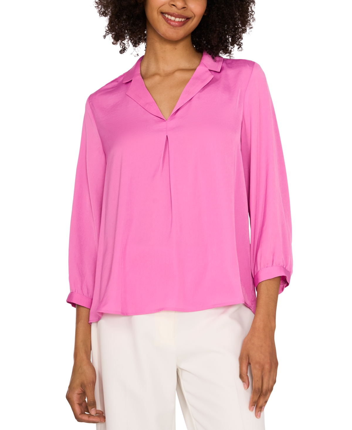 VINCE CAMUTO WOMEN'S COLLARED V-NECK TOP 