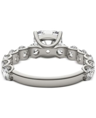 Moissanite Cushion & Round Engagement Ring (3-1/2 ct. t.w. Diamond Equivalent) in 14k White Gold