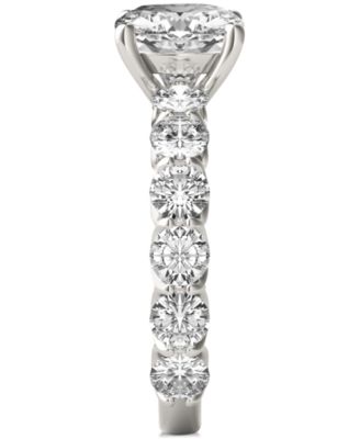 Moissanite Cushion & Round Engagement Ring (3-1/2 ct. t.w. Diamond Equivalent) in 14k White Gold