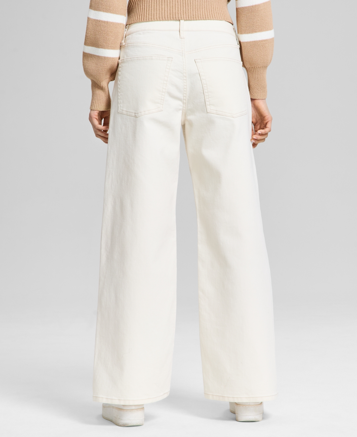 And Now This Women's Studded Wide-leg Jeans, Exclusively At Macy's In Macadamia