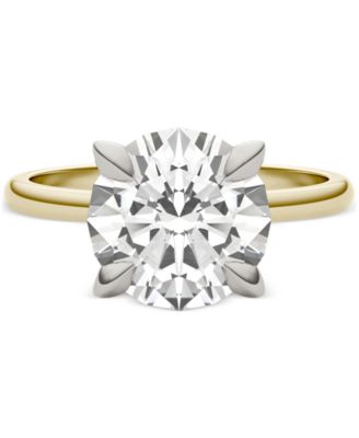 Moissanite Classic Basket Solitaire Engagement Ring (3 ct. t.w.) in Two-Tone 14k Gold